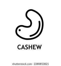 Cashew nuts line art vector icon for food apps and packaging. Line style logo. Dieting snack for healthy lifestyle.