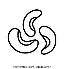  Cashew nuts outline icon, isolated on white. Organic food. Vector illustration