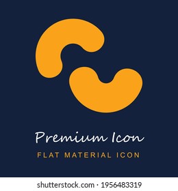 Cashew premium material ui ux icono vector aislado en colores azul marino y naranja