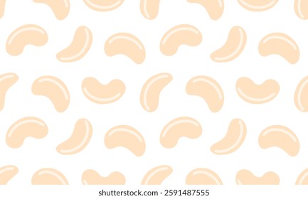 Cashew seamless pattern. Nuts and seeds background design. Vegan food ingredients. Vector illustration