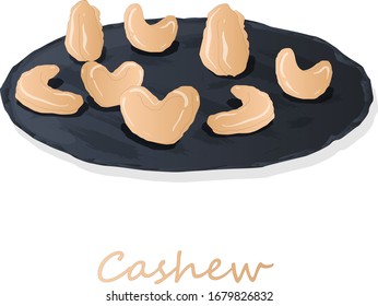 Cashew set vector illustration on white background. Isolated nut image.
