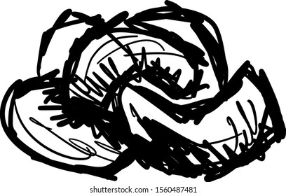 Cashews-Zeichnung, Illustration, Vektorgrafik auf weißem Hintergrund.