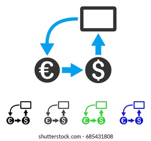 Cashflow Euro Exchange flat vector pictogram. Colored cashflow euro exchange gray, black, blue, green icon versions. Flat icon style for application design.