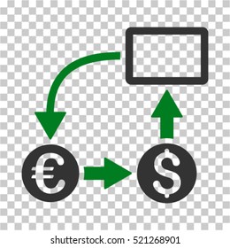 Cashflow Euro Exchange icon. Vector pictograph style is a flat symbol, color, chess transparent background. Designed for software and web interface toolbars and menus.