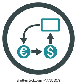 Cashflow Euro Exchange rounded icon. Vector illustration style is flat iconic bicolor symbol, soft blue colors, white background.