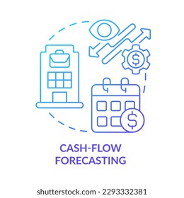 Cash-flow forecasting blue gradient concept icon. Financial prediction. Treasury management system function abstract idea thin line illustration. Isolated outline drawing. Myriad Pro-Bold font used