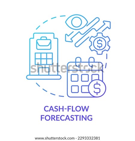 Cash-flow forecasting blue gradient concept icon. Financial prediction. Treasury management system function abstract idea thin line illustration. Isolated outline drawing. Myriad Pro-Bold font used