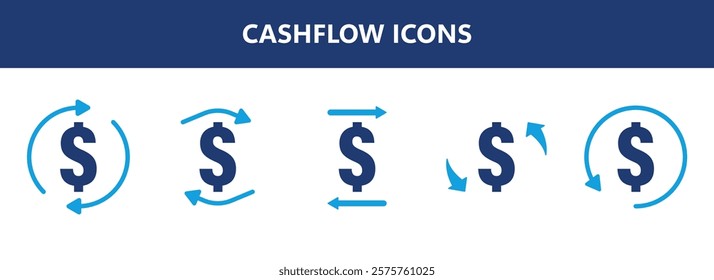 cashflow icon collection, icon set, solid icon.