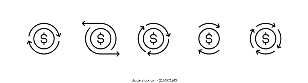 Cashflow icon set. Isolated cash flow illustration. Money transaction vector sign. Cashflow line transfer logo