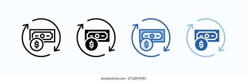 Vector aislado de Colección de múltiples estilos de hoja de iconos de flujo de efectivo