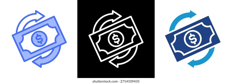 Icono de flujo de efectivo Ilustración vectorial de estilo triple