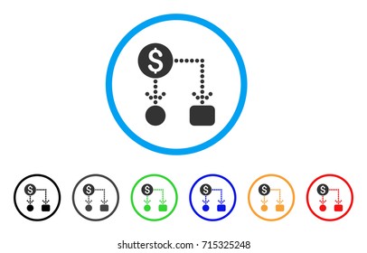 Cashflow icon. Vector illustration style is a flat iconic cashflow grey rounded symbol inside light blue circle with black, gray, green, blue, red, orange color additional versions.
