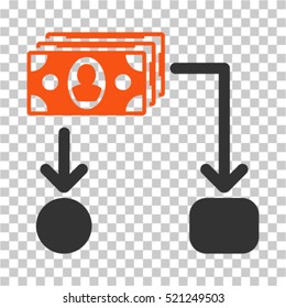 Cashflow icon. Vector pictograph style is a flat symbol, color, chess transparent background. Designed for software and web interface toolbars and menus.