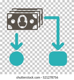 Cashflow icon. Vector pictograph style is a flat symbol, color, chess transparent background. Designed for software and web interface toolbars and menus.