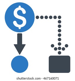 Cashflow icon. Vector style is bicolor flat iconic symbol with rounded angles, smooth blue colors, white background.