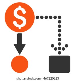 Cashflow icon. Vector style is bicolor flat iconic symbol with rounded angles, orange and gray colors, white background.