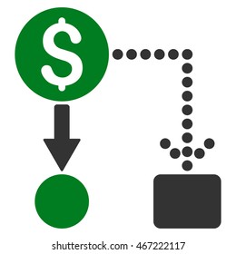 Cashflow icon. Vector style is bicolor flat iconic symbol with rounded angles, green and gray colors, white background.