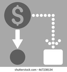 Cashflow icon. Vector style is bicolor flat iconic symbol with rounded angles, dark gray and white colors, silver background.