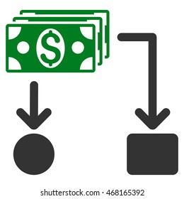 Cashflow icon. Vector style is bicolor flat iconic symbol with rounded angles, green and gray colors, white background.