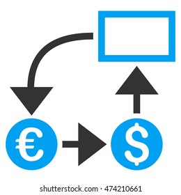 Cashflow icon. Vector style is bicolor flat iconic symbol, blue and gray colors, white background.