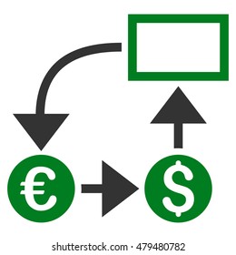 Cashflow icon. Vector style is bicolor flat iconic symbol, green and gray colors, white background.