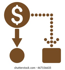 Cashflow icon. Vector style is flat iconic symbol with rounded angles, brown color, white background.
