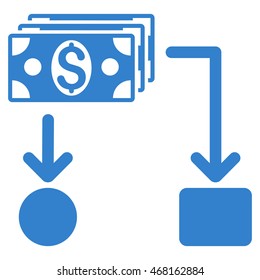 Cashflow icon. Vector style is flat iconic symbol with rounded angles, cobalt color, white background.