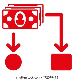 Cashflow icon. Vector style is flat iconic symbol with rounded angles, red color, white background.