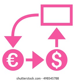 Cashflow icon. Vector style is flat iconic symbol, pink color, white background.