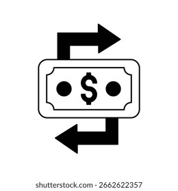 Cashflow-Symbol auf weißem Hintergrund, Vektorgrafik