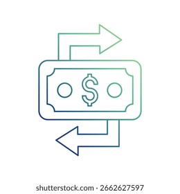 Cashflow icon with white background vector stock illustration