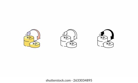 Vector Conjunto de iconos de flujo de efectivo Conjunto de iconos de línea de color Glifo Ilustración de stock