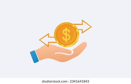 icono de flujo de efectivo o transferencia de dinero. concepto de pago y suscripción recurrentes.en fondo blanco.Ilustración de diseño de vectores.