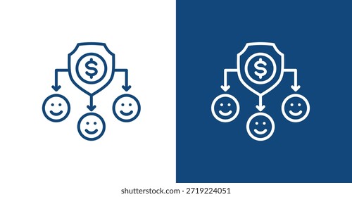 Cashflow-Umriss mit hellem und dunklem Hintergrund