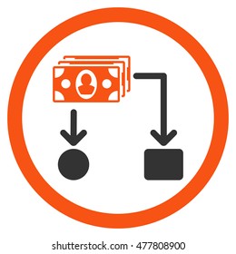 Cashflow rounded icon. Vector illustration style is flat iconic bicolor symbol, orange and gray colors, white background.