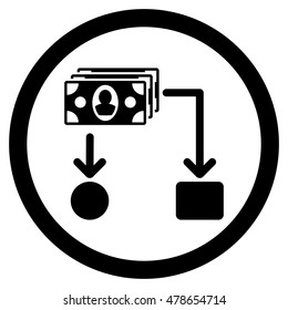 Cashflow rounded icon. Vector illustration style is flat iconic symbol, black color, white background.