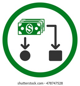Cashflow rounded icon. Vector illustration style is flat iconic bicolor symbol, green and gray colors, white background.
