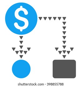 Cashflow Scheme vector icon. Style is bicolor flat icon symbol, blue and gray colors, white background, triangle dots.