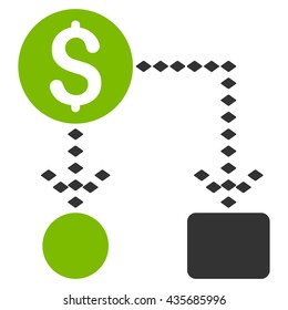 Cashflow Scheme vector toolbar icon. Style is bicolor flat icon symbol, eco green and gray colors, white background, rhombus dots.