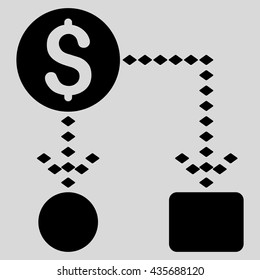 Cashflow Scheme vector toolbar icon. Style is flat icon symbol, black color, light gray background, rhombus dots.