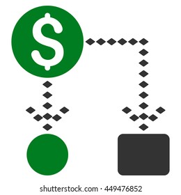 Cashflow Scheme vector toolbar icon. Style is bicolor flat icon symbol, green and gray colors, white background, rhombus dots.