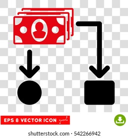 Cashflow vector icon. Image style is a flat intensive red and black iconic symbol.