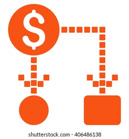 Cashflow vector toolbar icon. Style is flat icon symbol, orange color, white background, square dots.