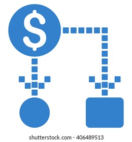 Cashflow vector toolbar icon. Style is flat icon symbol, cobalt color, white background, square dots.