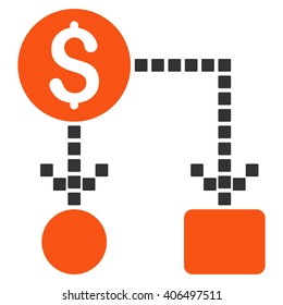 Cashflow vector toolbar icon. Style is bicolor flat icon symbol, orange and gray colors, white background, square dots.