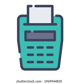 cashier bill payment single isolated icon with flat dash or dashed style