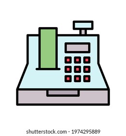 Cashier, cash, finance, register, shopping icon vector image. Can also be used for shopping and ecommerce. Suitable for use on web apps, mobile apps and print media.