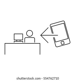 Cashier and cash register icon - vector illustration.