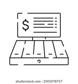 Cashier and Cash register line icon design. Payment service machine sign and symbol