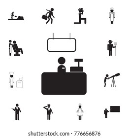 Cashier and cash register serves customers icon. Set of professions disasters icons. Signs and symbols collection, simple icons for websites, web design, mobile app, info graphics on white background